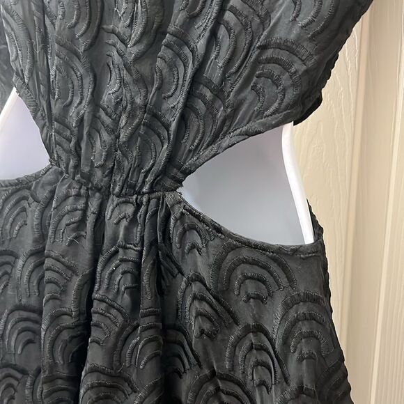 For Love And Lemons Black Cut Out Flared Cocktail Dress VNeck Long Sleeve Mini - Picture 12 of 15